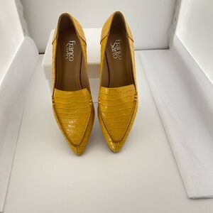 Franco Sarto Mustard Croc-Embossed Loafers